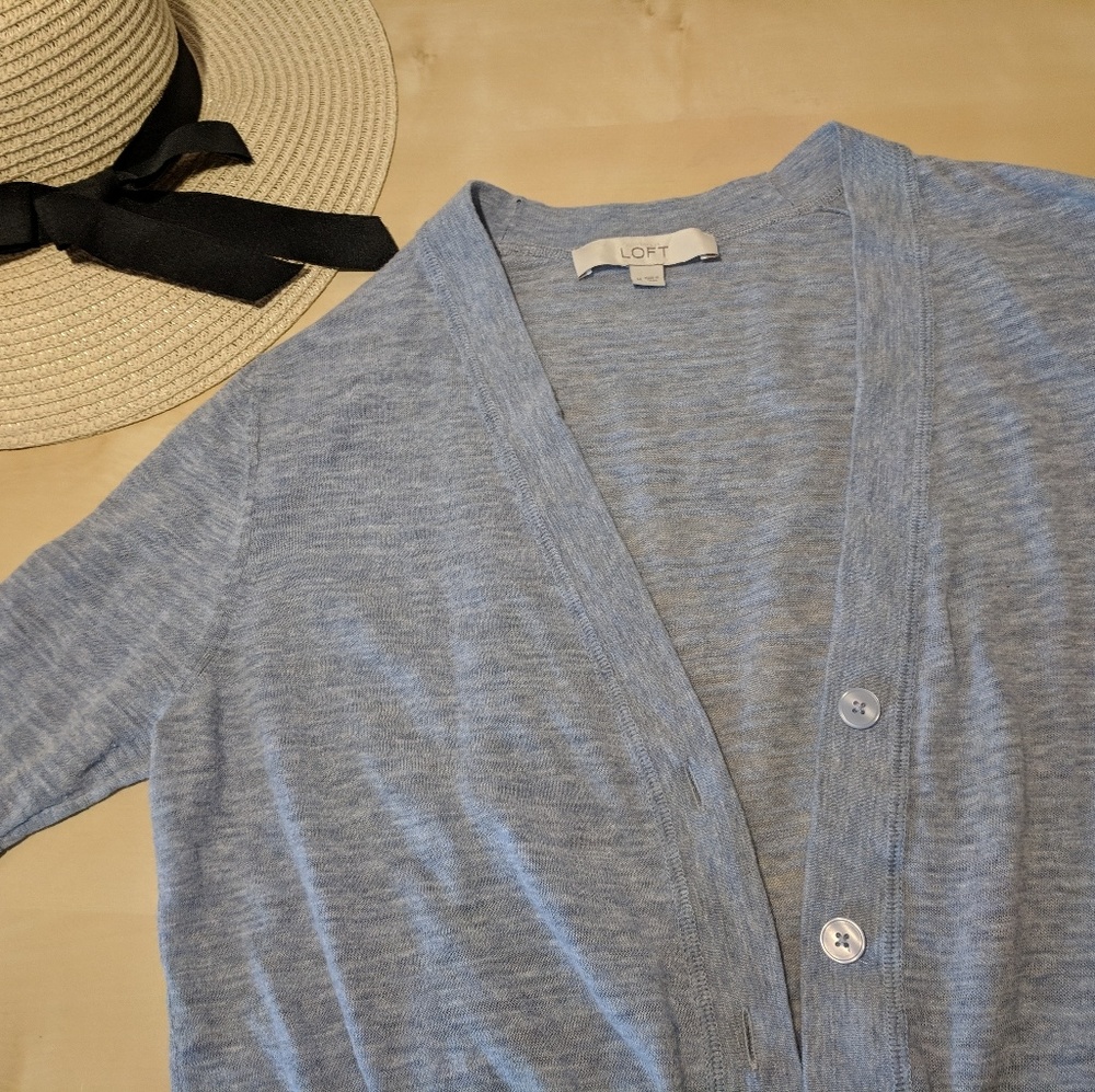 Loft lightweight half sleeve light blue cardigan